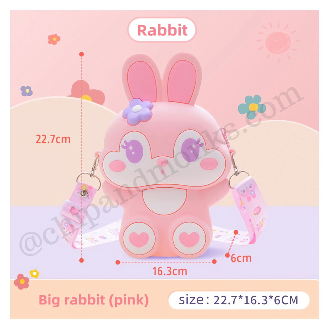 Cute Bunny Stylish Cross Body Bag with Adjustable Strap - Height 2.7 Inches