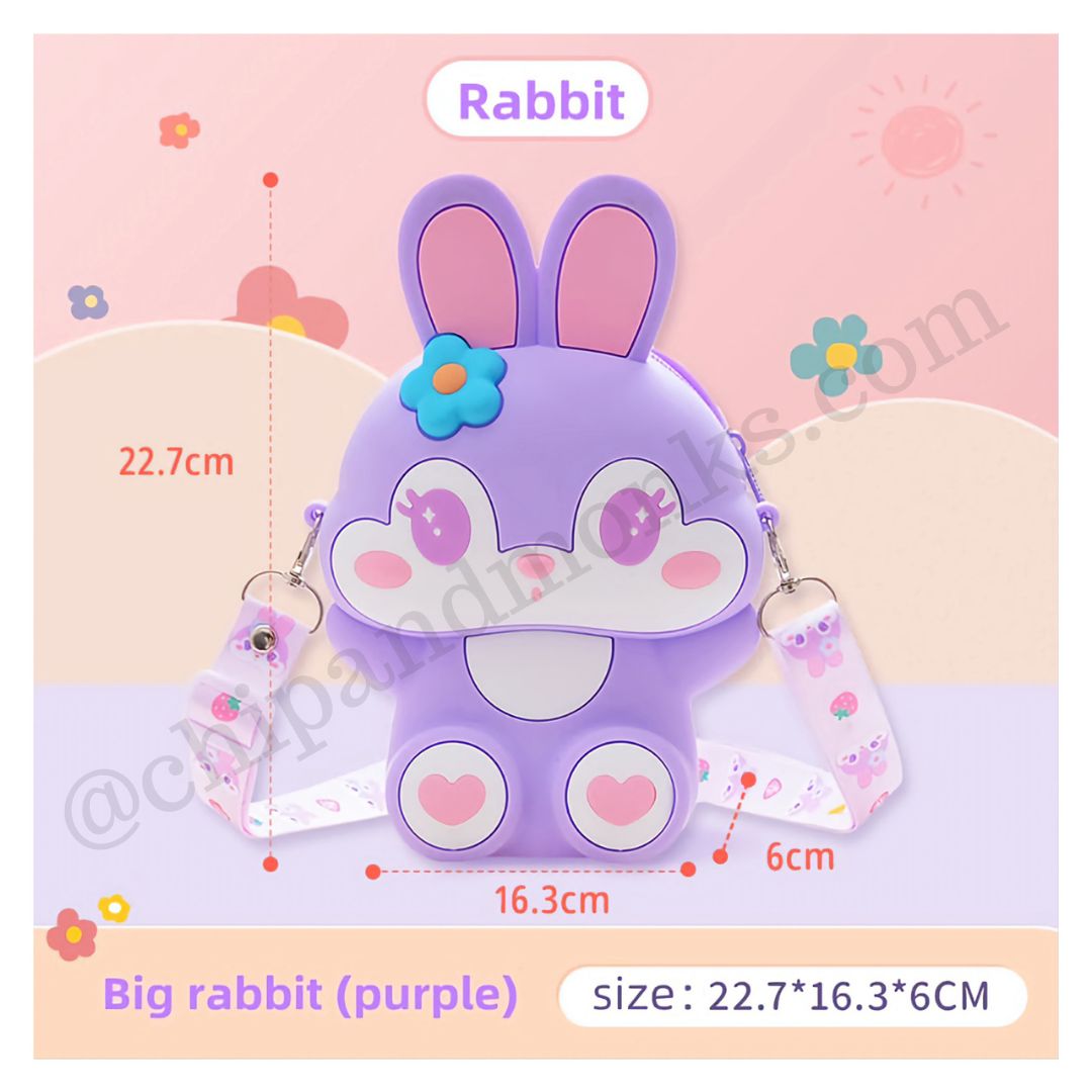 Cute Bunny Stylish Cross Body Bag with Adjustable Strap - Height 2.7 Inches