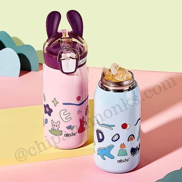 530ml Cute Cartoon Plush Doll Thermos Bottle With Cover Kids Cup