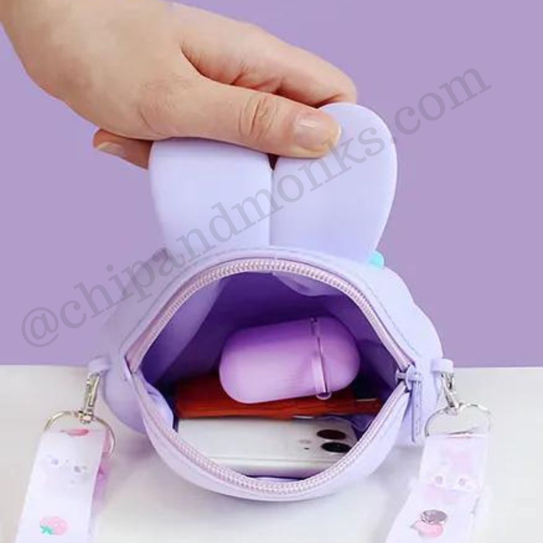 Cute Bunny Stylish Cross Body Bag with Adjustable Strap - Height 2.7 Inches