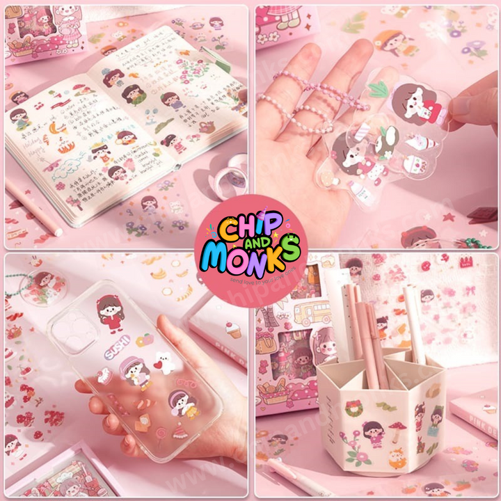 Diy Arts And Crafts Pvc School Girl Theme Kawaii Stickers 
