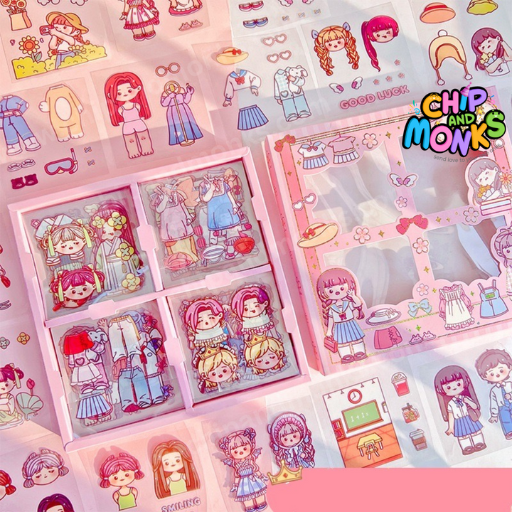 Pvc School Girl Theme Kawaii Stickers -100 Sheets Cute Washi Stickers For Project, Japanese Style Girls Sticker Set, Stationery Item, Journals, Scrapbooking, Diy Arts And Crafts, Removable