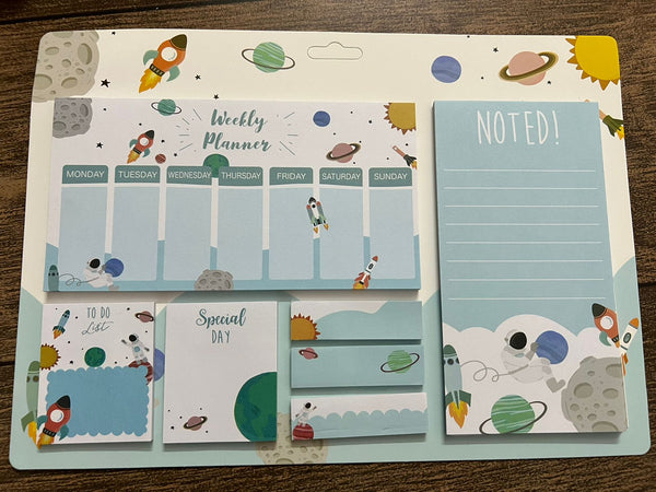 Space Weekly Planner Notepad |Sticky To Do List| Sticky Page Markers Gift for Students & Teachers