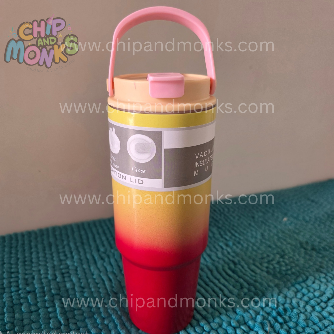 Red and yellow dual tone mug with hangle