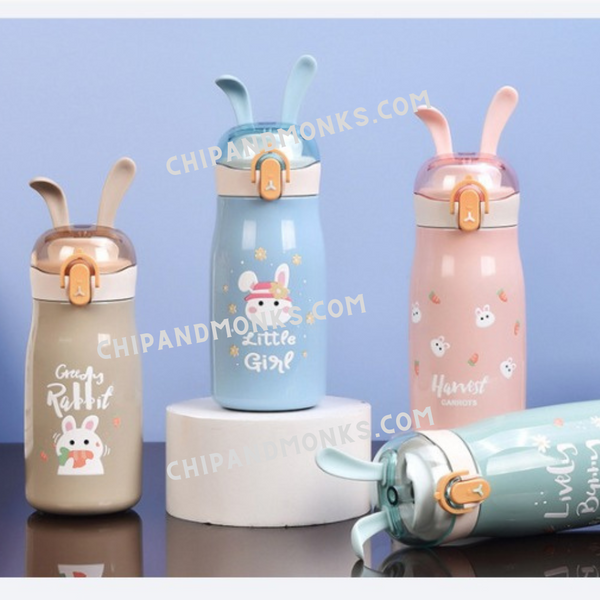 Cartoon Design Hot and Cold Water Bottle for Kids - Double Walled Vacuum Insulated Stainless Steel Bottle, Double-Wall Thermos Flask (300 Ml)